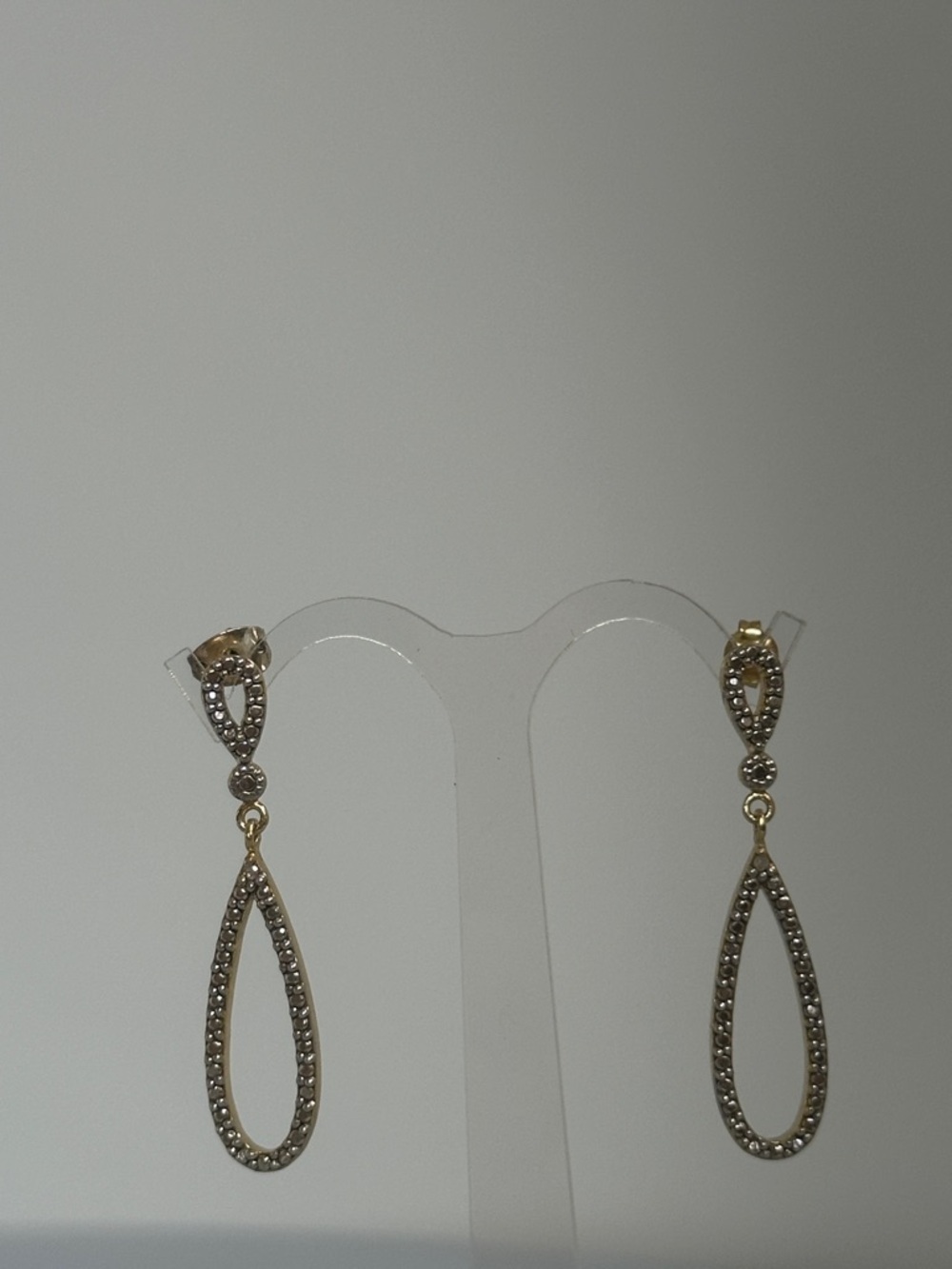 925 sterling Gold-Tone Teardrop Marcasite Dangle Earrings - Gold​​